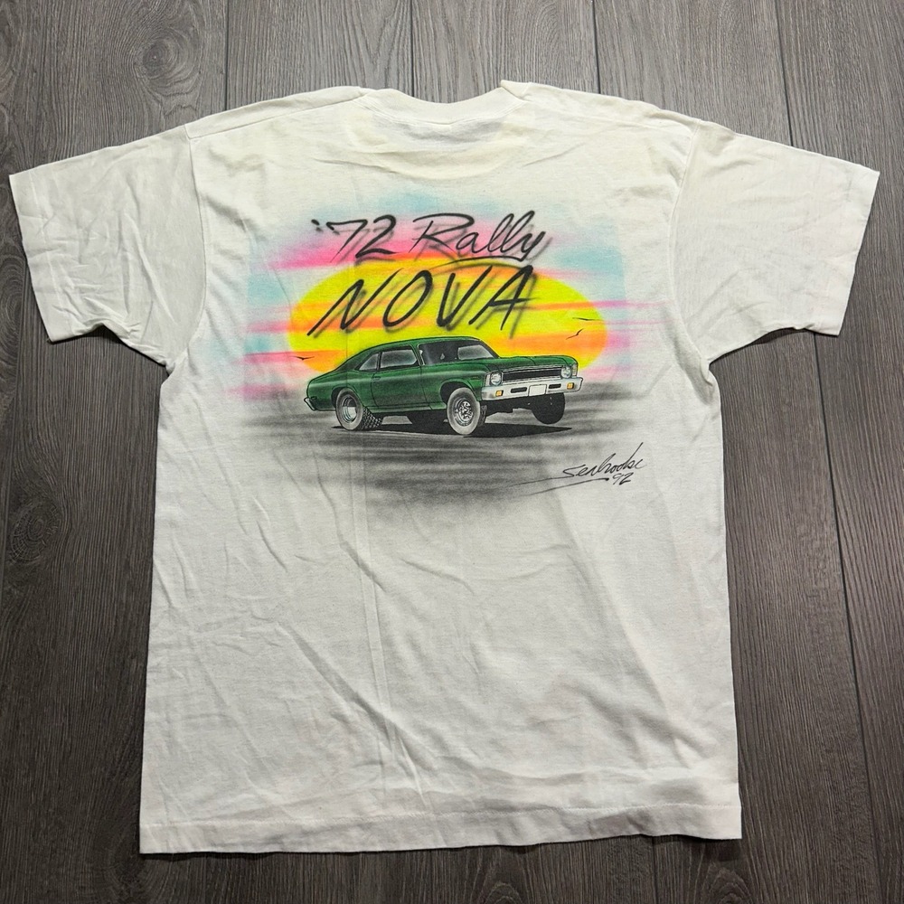 Vintage 80s Screen Stars 72 Rally Nova Chevy T-Shirt XL Single Stitch Airbrush